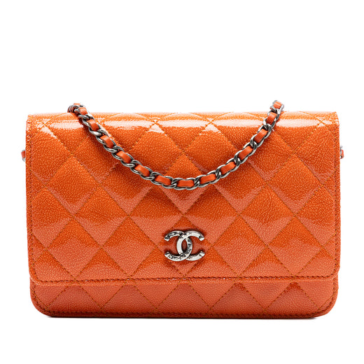 Paris Dallas CC Quilted Patent Goatskin Wallet on Chain - Image 1