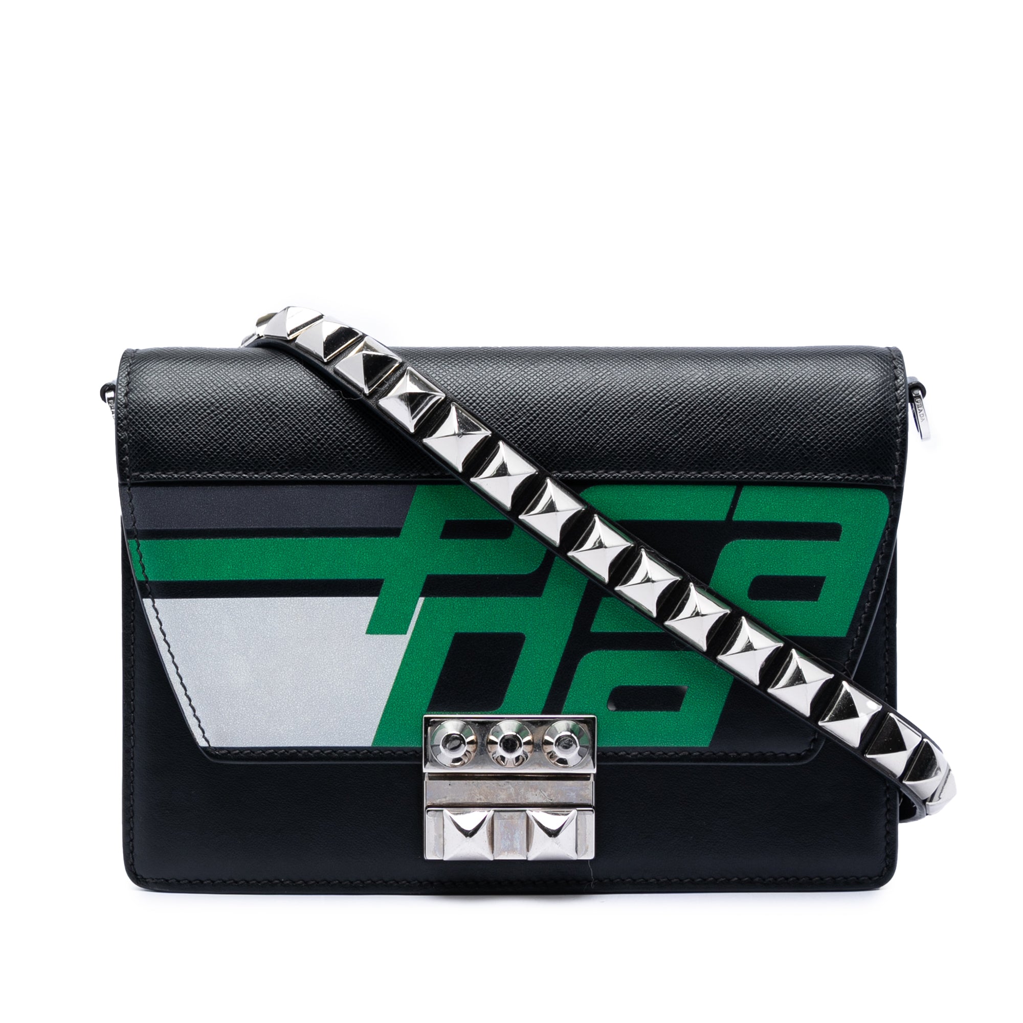 Saffiano Trimmed City Calf Racing Logo Elektra Crossbody - Image 1