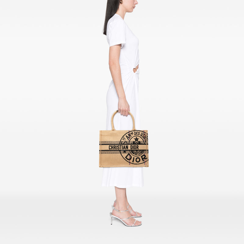 Medium Jute Embroidered Book Tote - Image 7