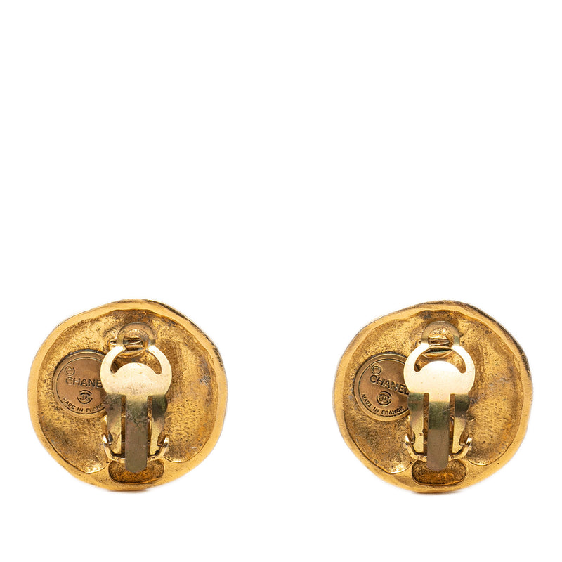 Gold Plated Logo Round Clip On Earrings - Image 2
