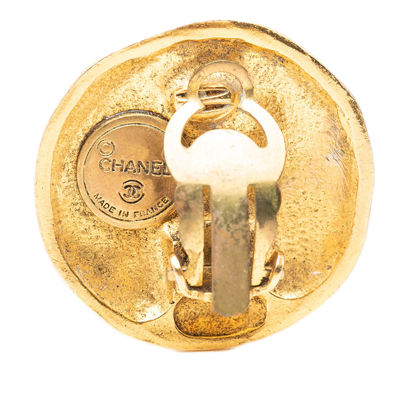 Gold Plated Logo Round Clip On Earrings - Image 3