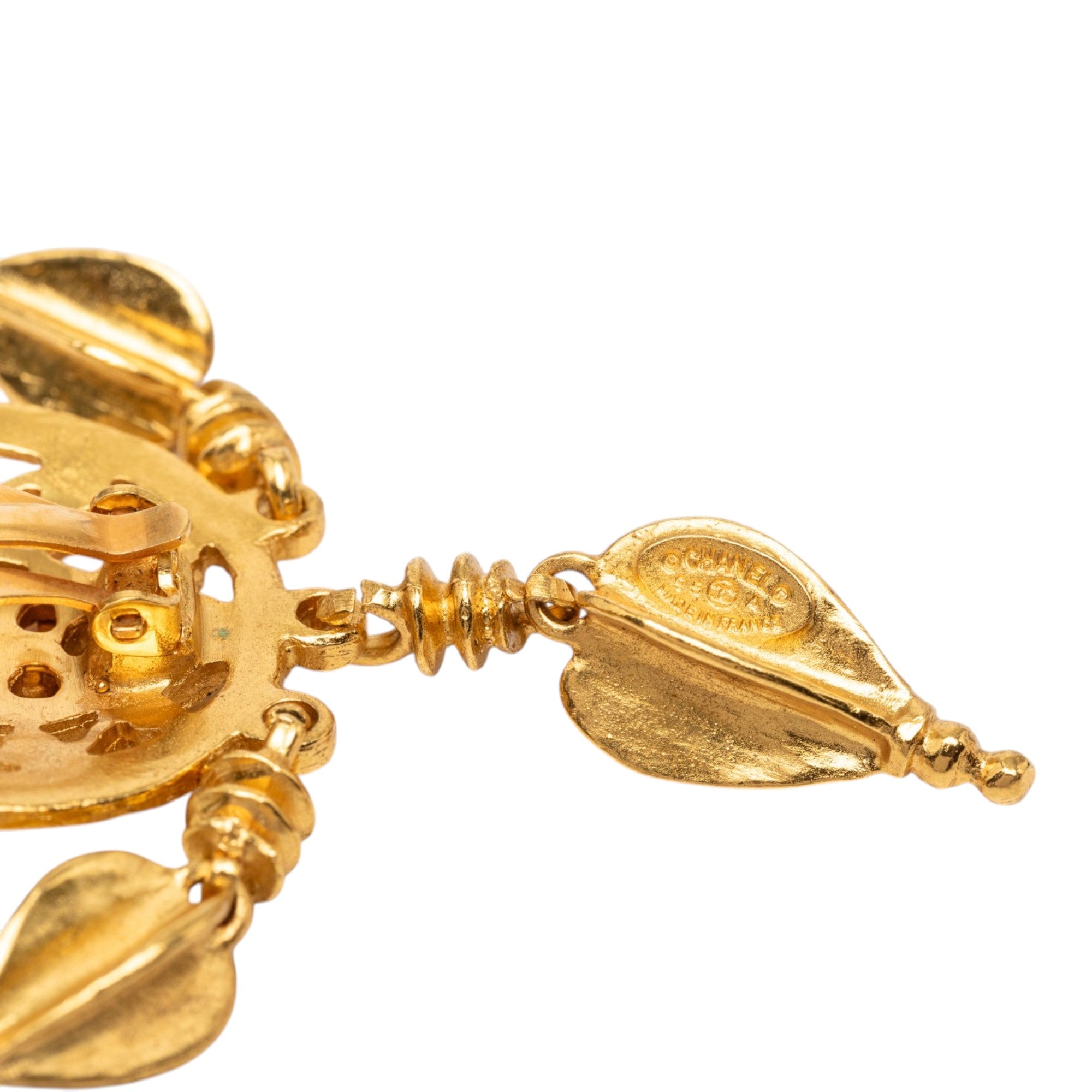 CC Gold Plated Filigree Fringe Drop Clip On Earrings - Image 3