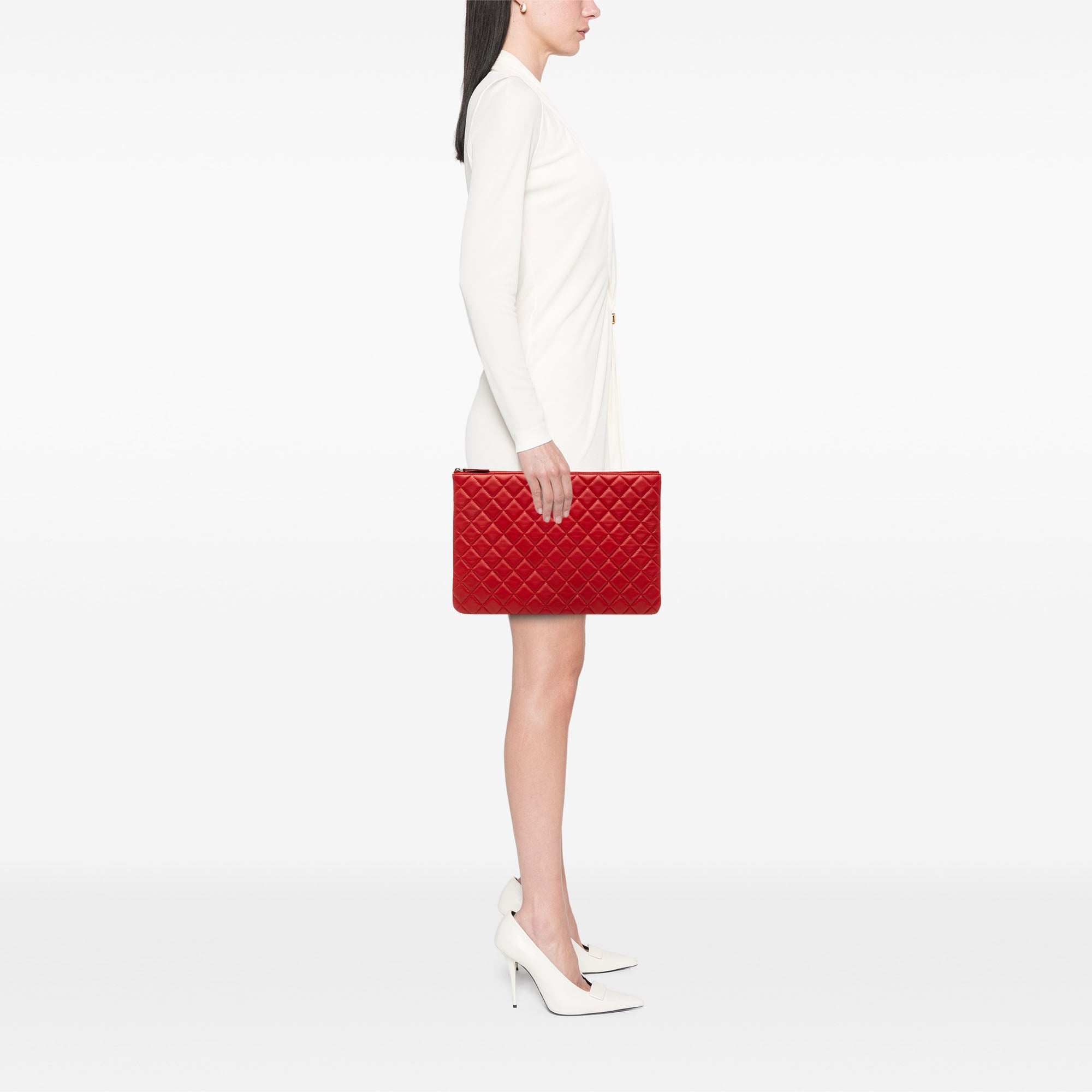 Large Quilted Lambskin O Case Clutch - Image 7