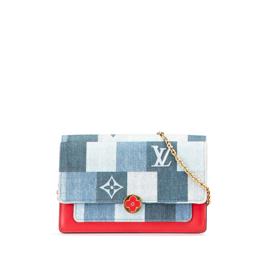 Monogram Denim Patchwork Fiore Chain Wallet - Image 1