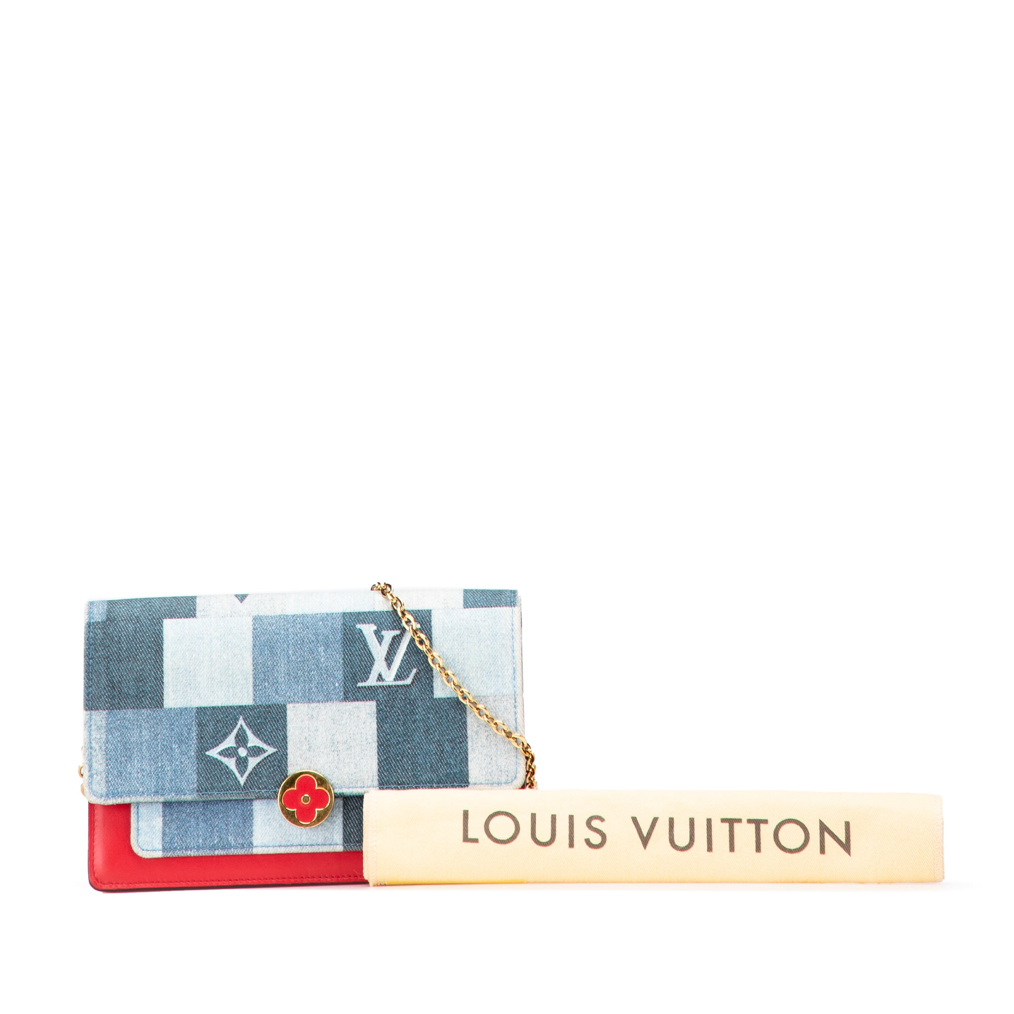 Monogram Denim Patchwork Fiore Chain Wallet - Image 10