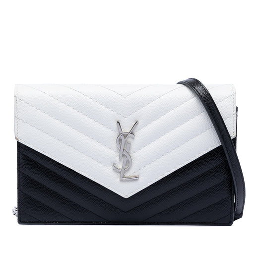 Bicolor Grain De Poudre Chevron Monogram Envelope Chain Wallet - Image 1