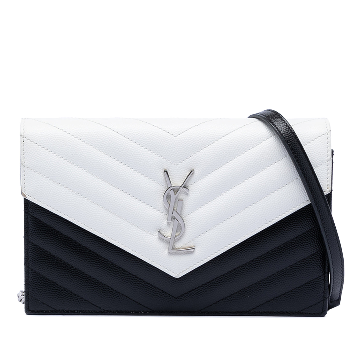 Bicolor Grain De Poudre Chevron Monogram Envelope Chain Wallet - Image 1