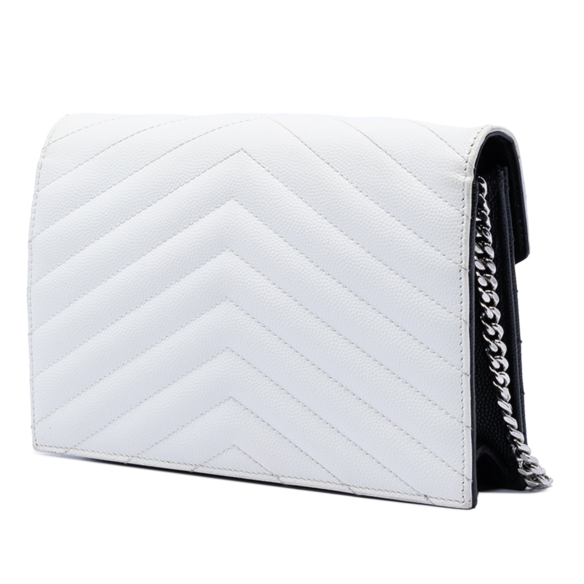 Bicolor Grain De Poudre Chevron Monogram Envelope Chain Wallet - Image 2