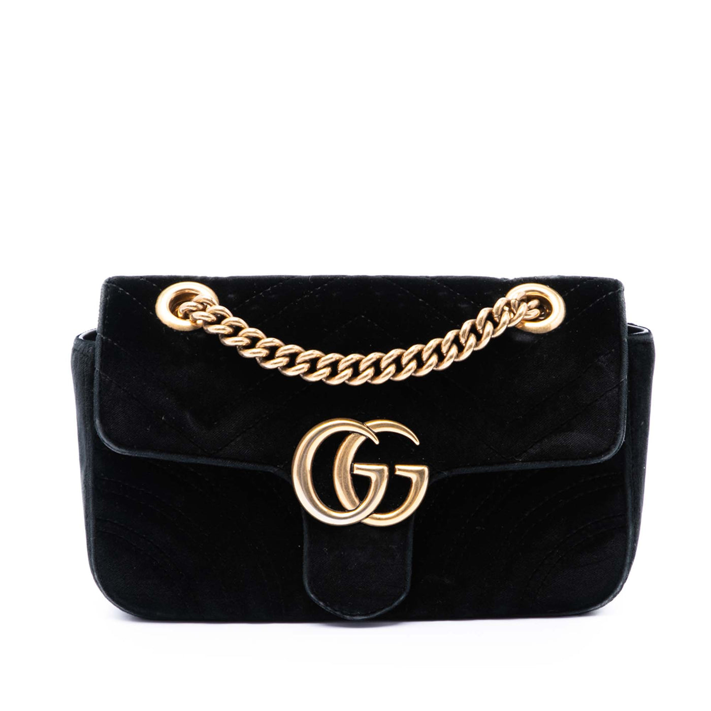 Small GG Marmont Matelasse Velvet Shoulder Bag - Image 1
