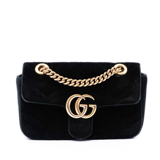Small GG Marmont Matelasse Velvet Shoulder Bag - Image 1