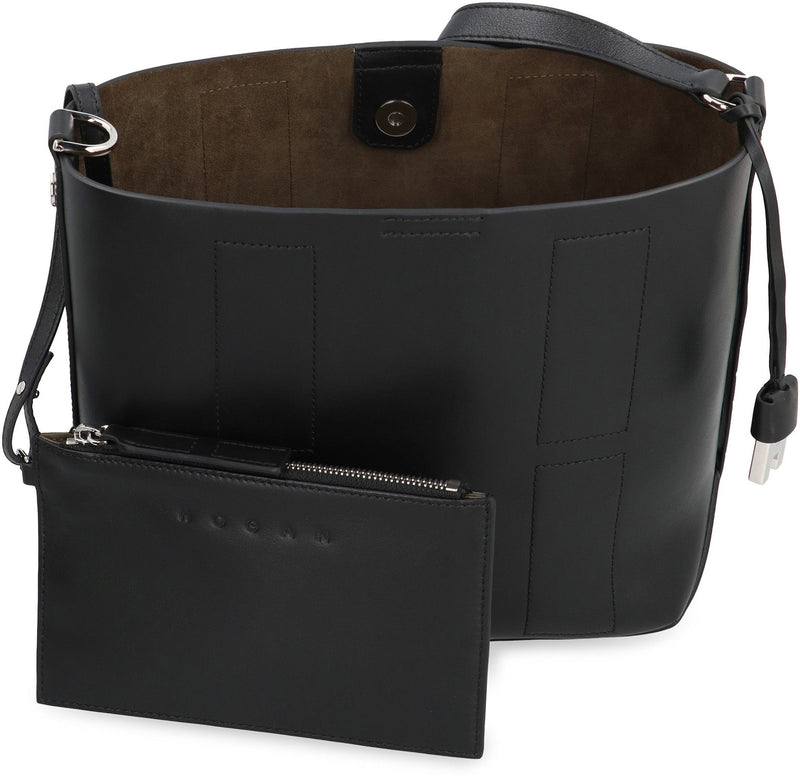 Hogan Shoulder Bag — Black Calf Leather