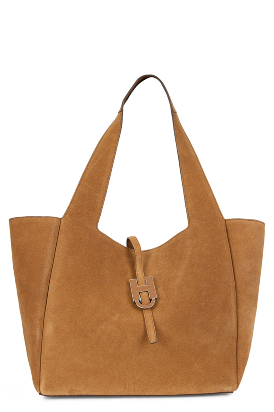 Hogan Suede Calfskin Tote Bag — Brown Calf Skin