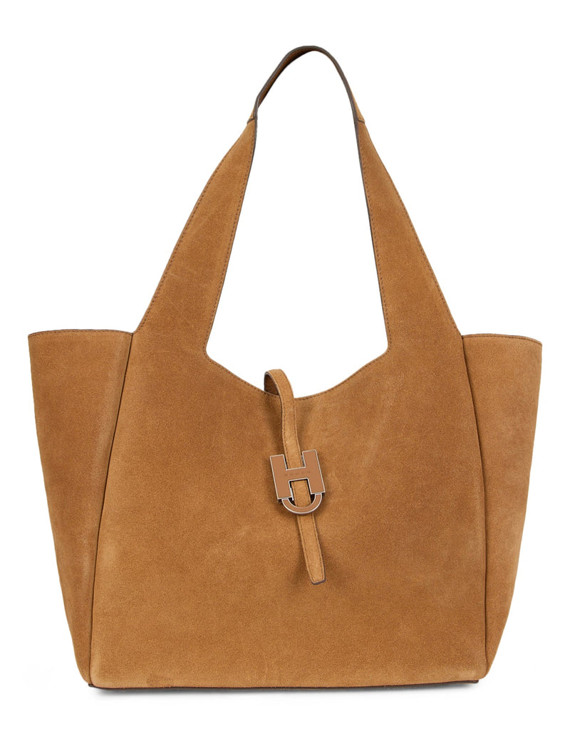 Hogan Suede Calfskin Tote Bag — Brown Calf Skin