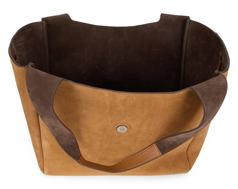Hogan Suede Calfskin Tote Bag — Brown Calf Skin