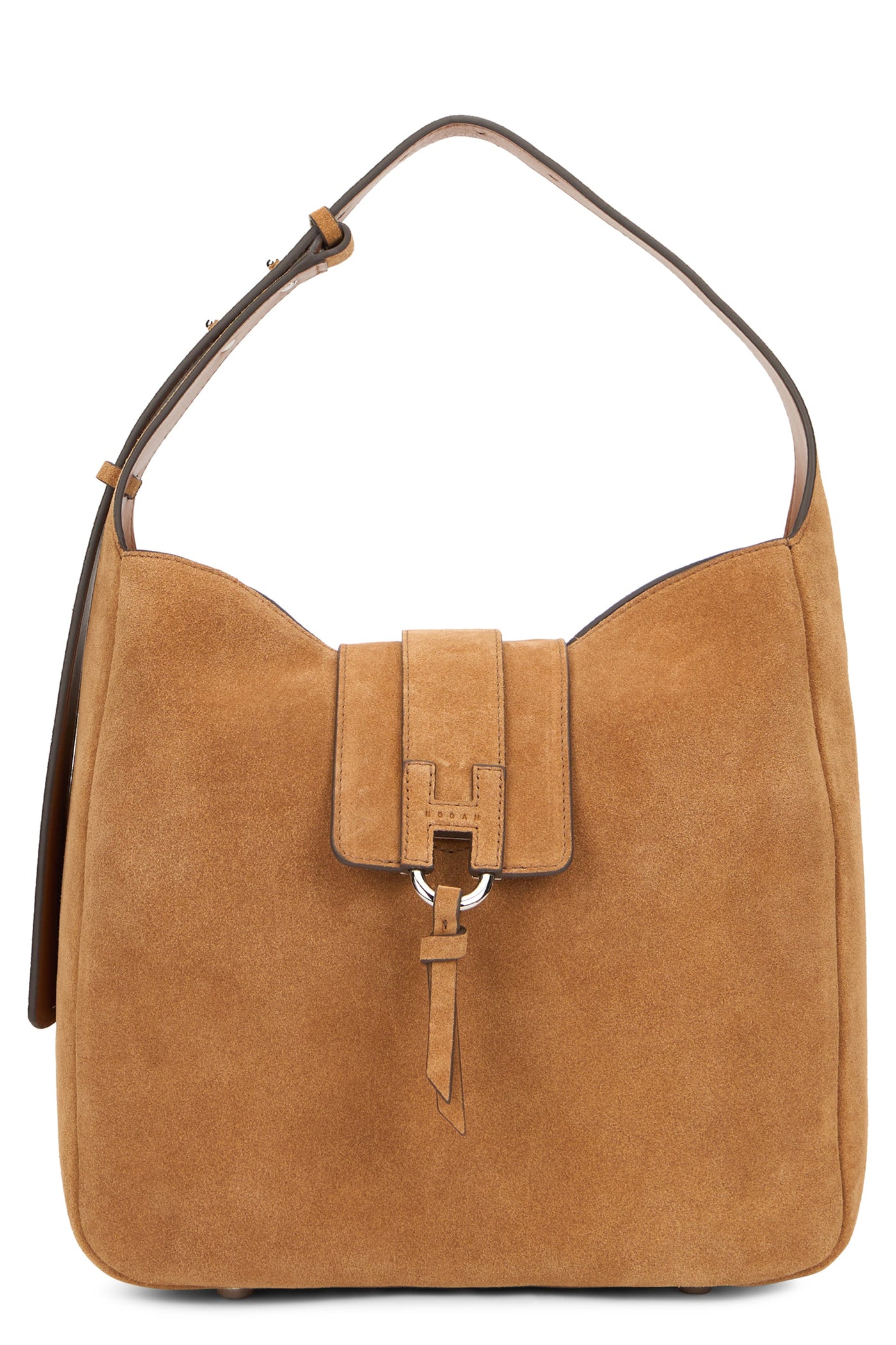 Hogan Suede With Toggle Closure Shoulder Bag — Brown Calfskin