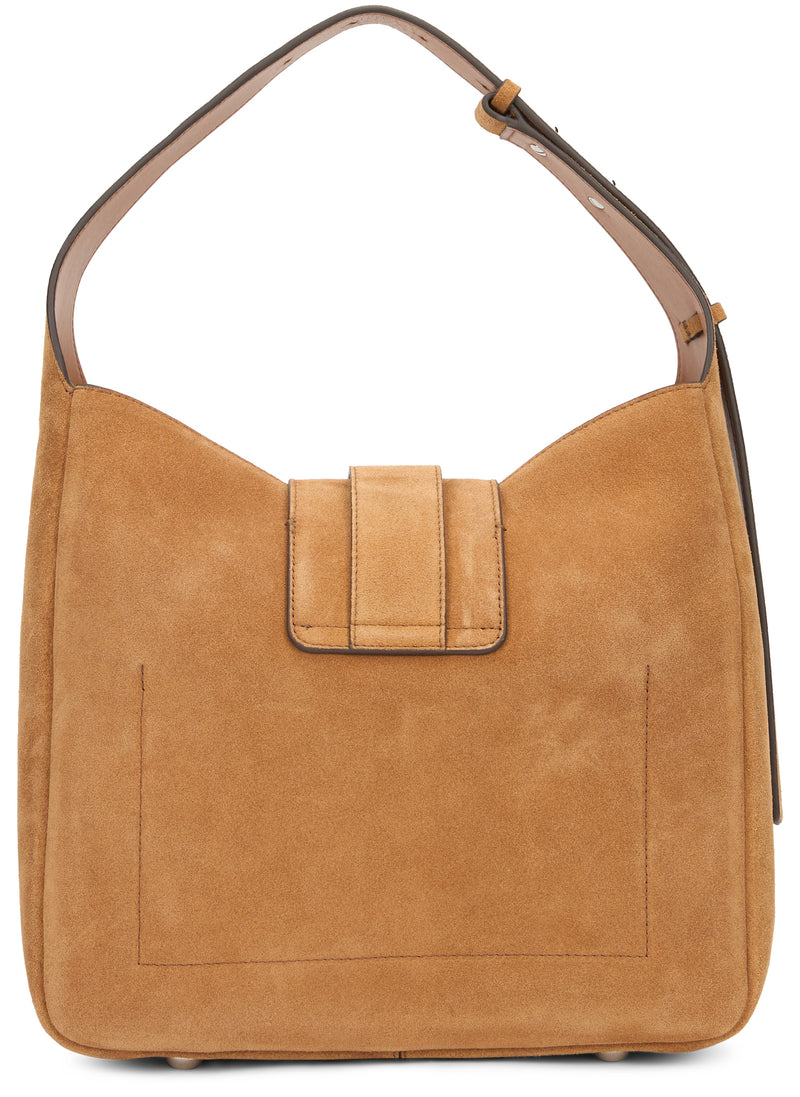 Hogan Suede With Toggle Closure Shoulder Bag — Brown Calfskin