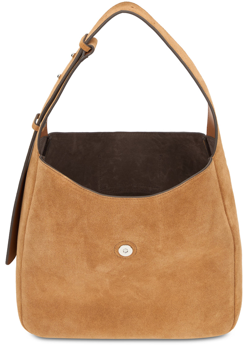 Hogan Suede With Toggle Closure Shoulder Bag — Brown Calfskin