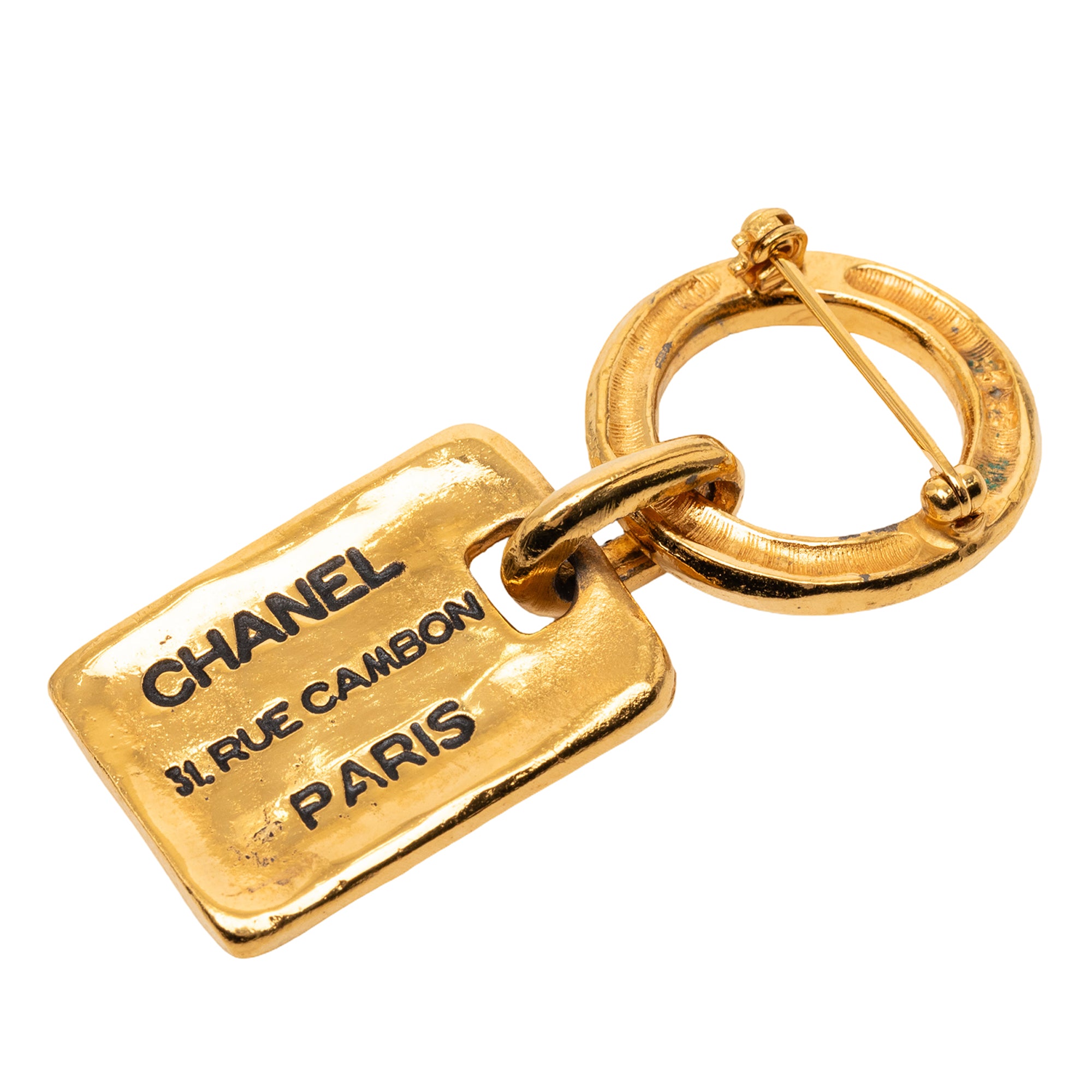 CC Gold Plated Rue Cambon Tag Brooch - Image 2