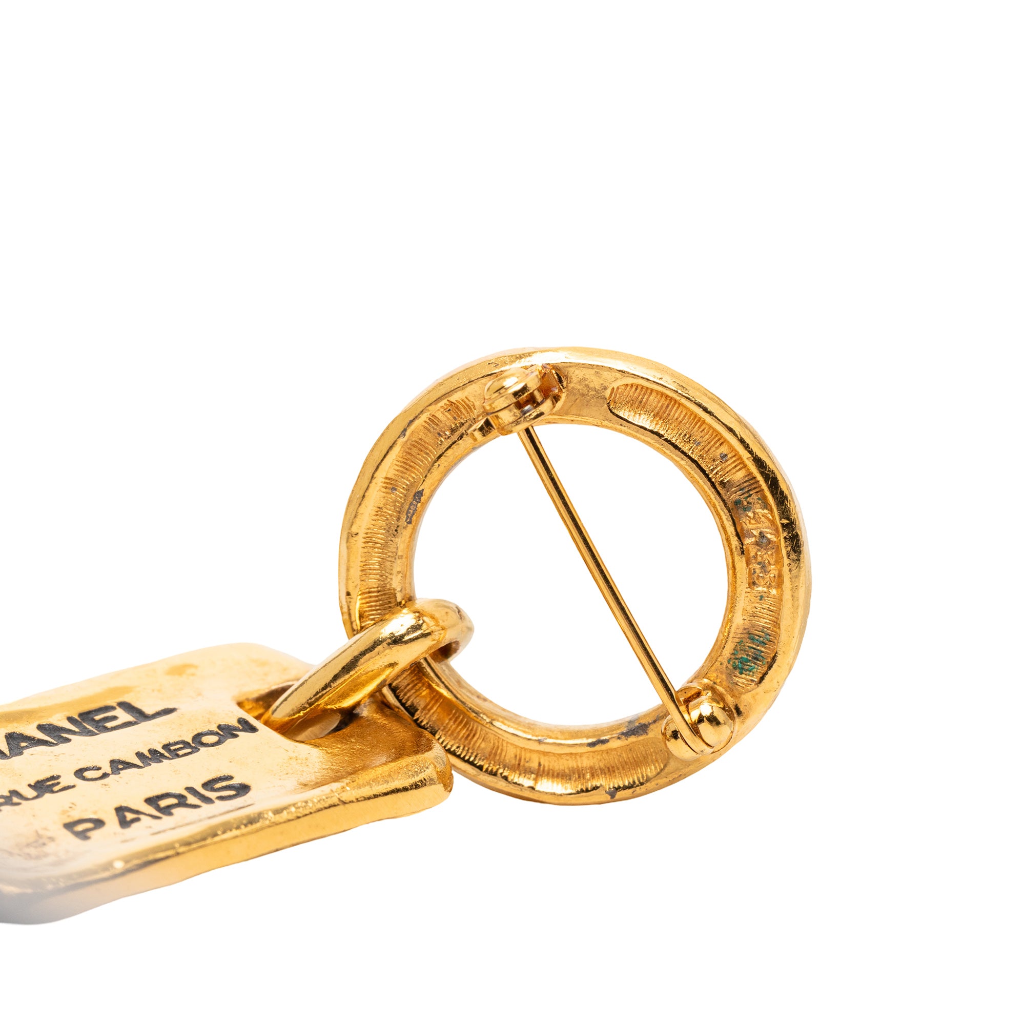 CC Gold Plated Rue Cambon Tag Brooch - Image 3
