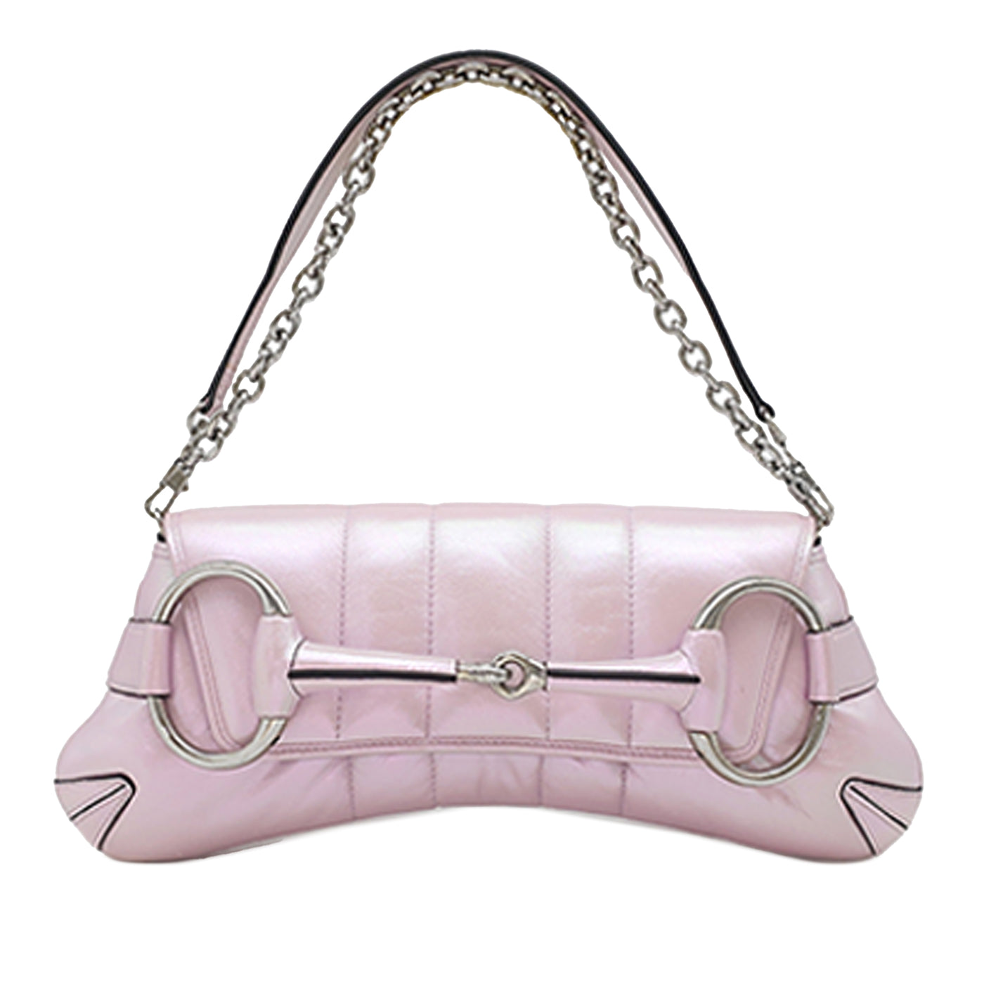 Small Iridescent Calfskin Horsebit Chain Satchel - Image 1