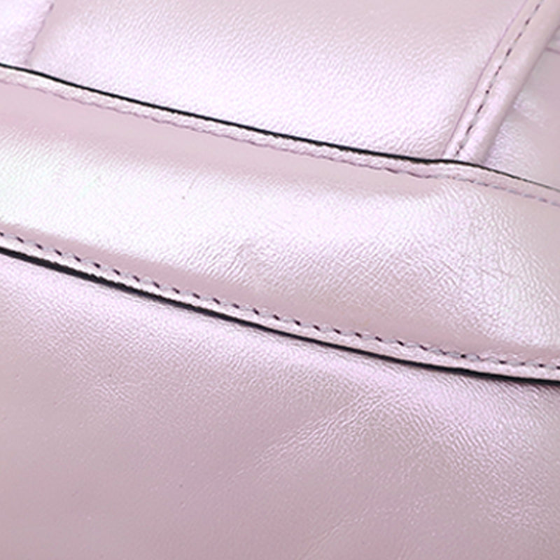Small Iridescent Calfskin Horsebit Chain Satchel - Image 12