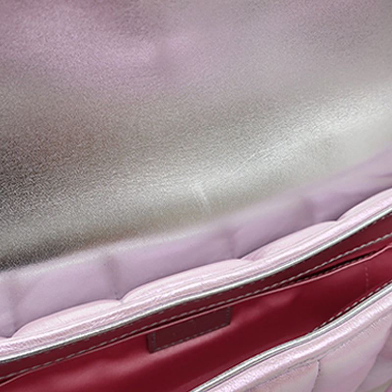 Small Iridescent Calfskin Horsebit Chain Satchel - Image 13