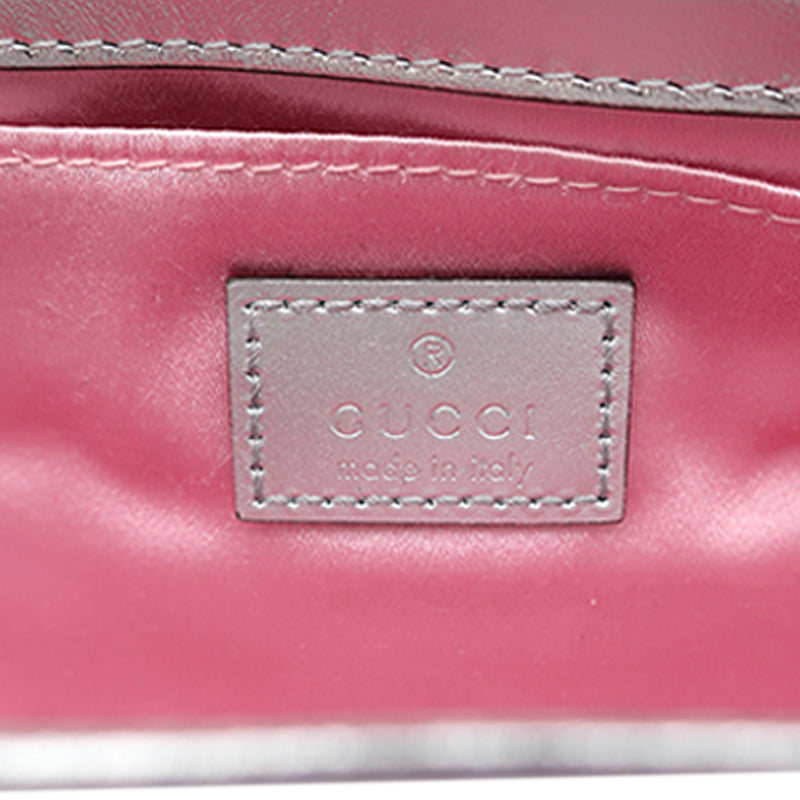 Small Iridescent Calfskin Horsebit Chain Satchel - Image 5