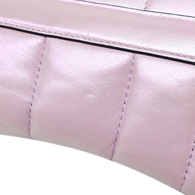Small Iridescent Calfskin Horsebit Chain Satchel - Image 9