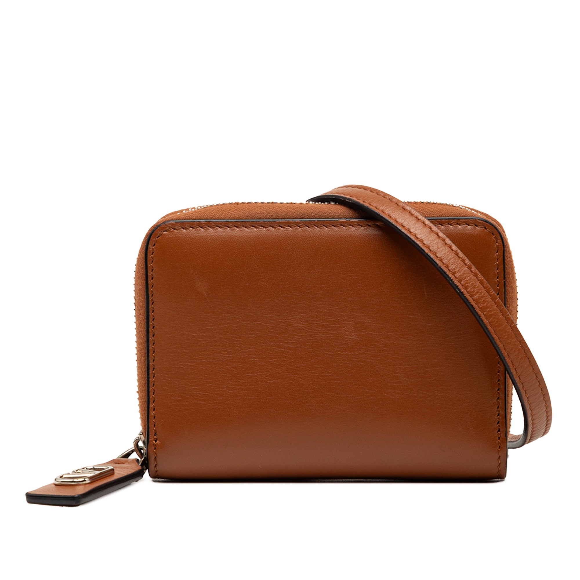 Leather VLogo Wallet On Strap - Image 1