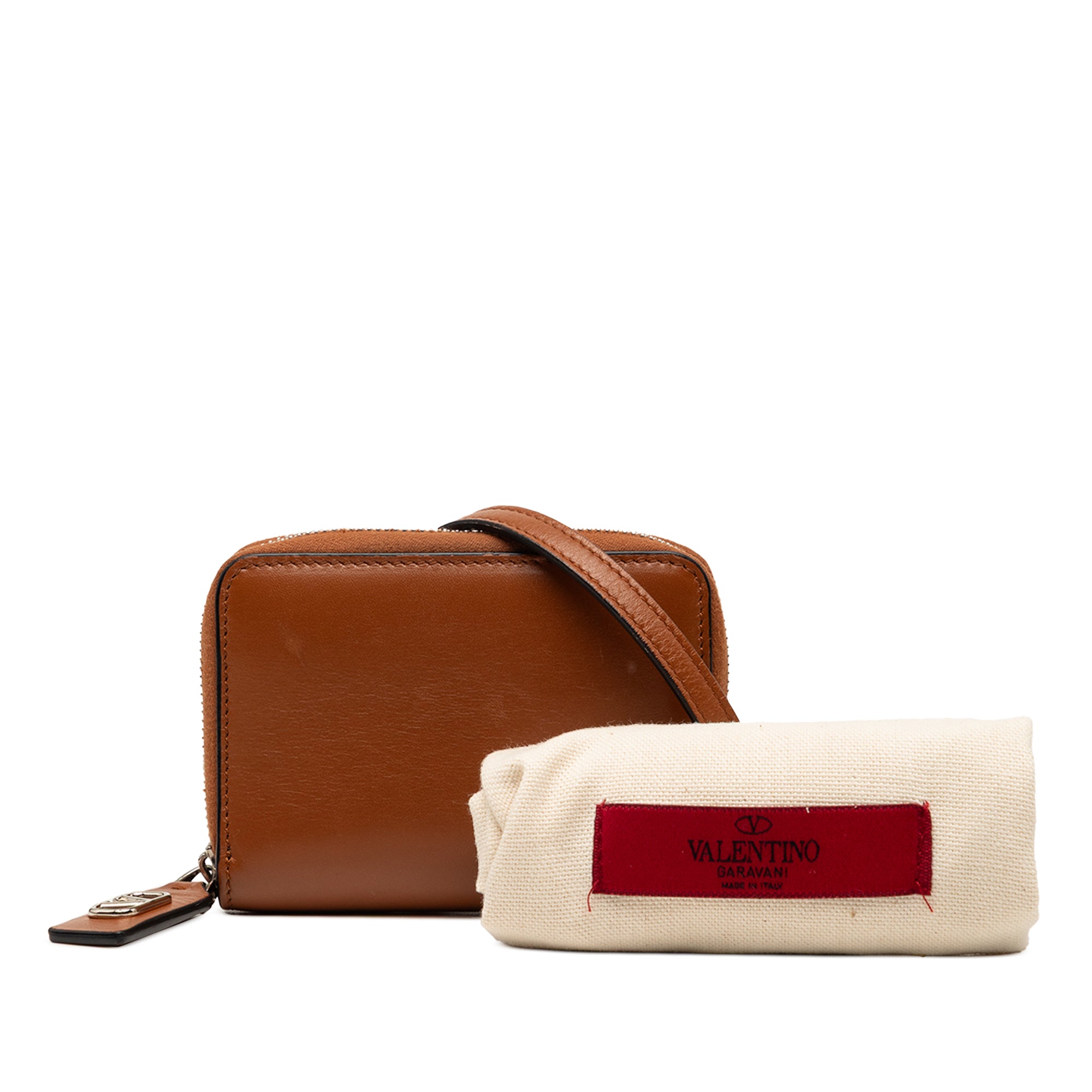 Leather VLogo Wallet On Strap - Image 7
