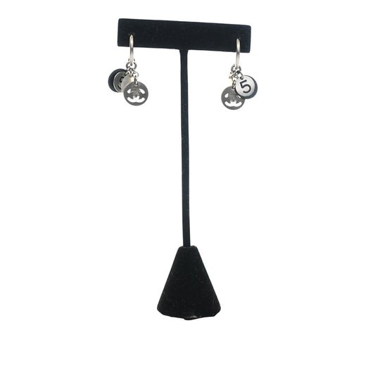 CC Brass No 5 Charms Drop Push Back Earrings - Image 1
