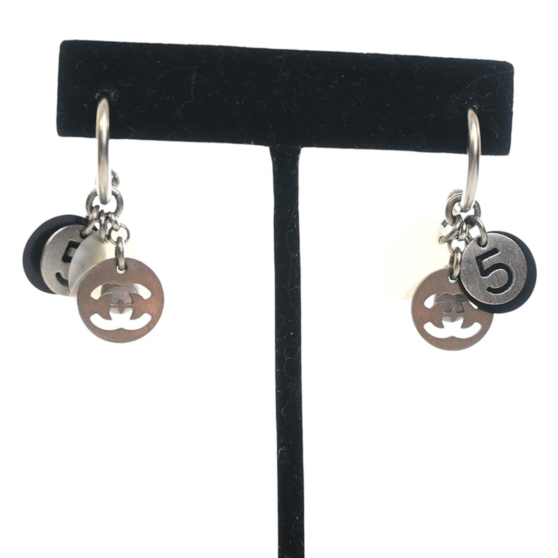 CC Brass No 5 Charms Drop Push Back Earrings - Image 3