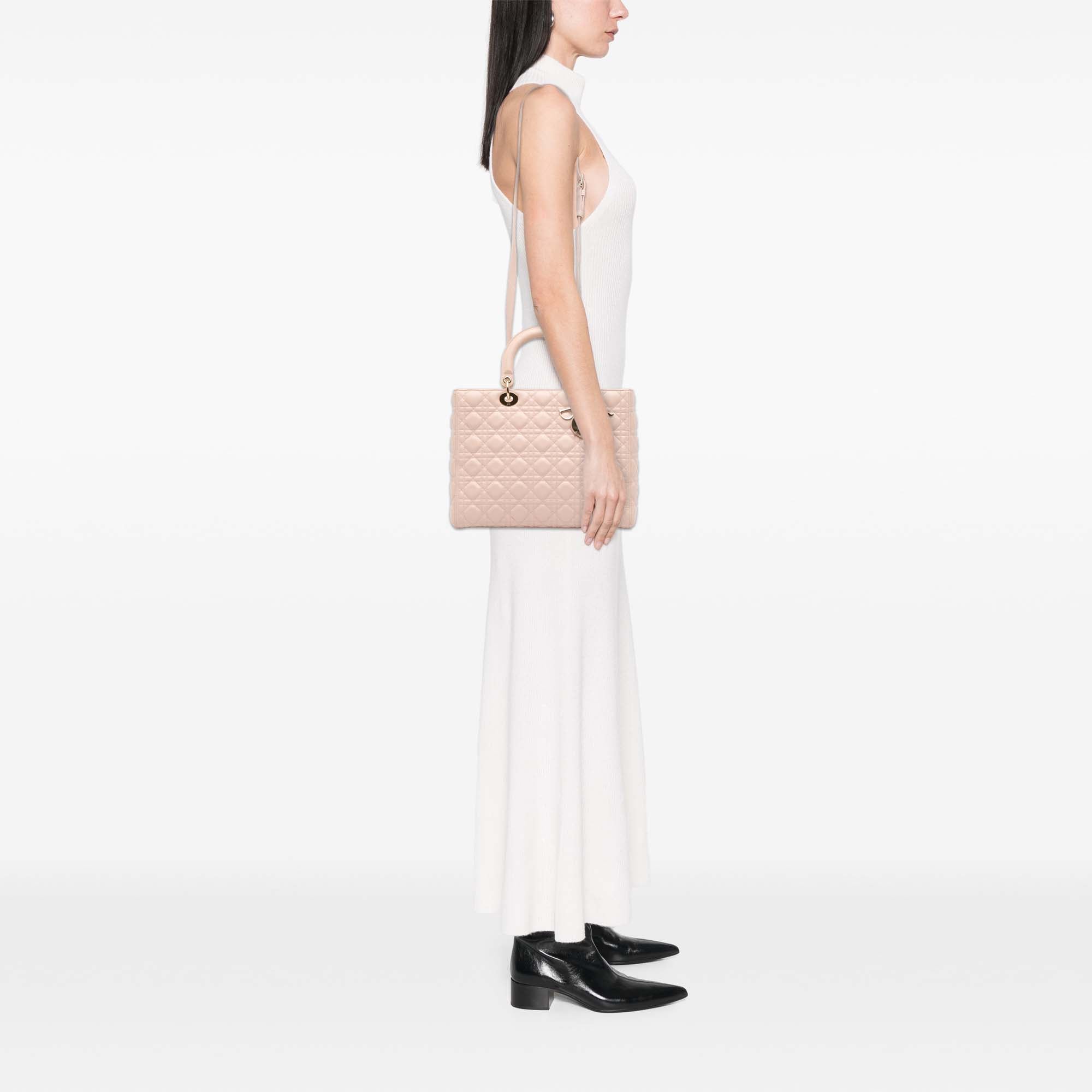 Large Lambskin Cannage Lady Dior - Image 11