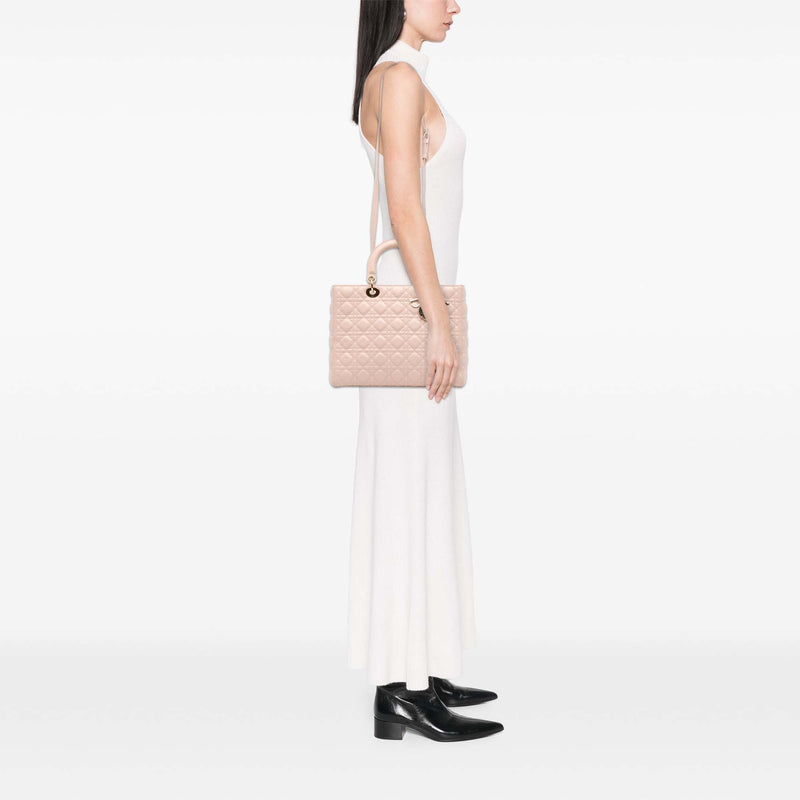 Large Lambskin Cannage Lady Dior - Image 11