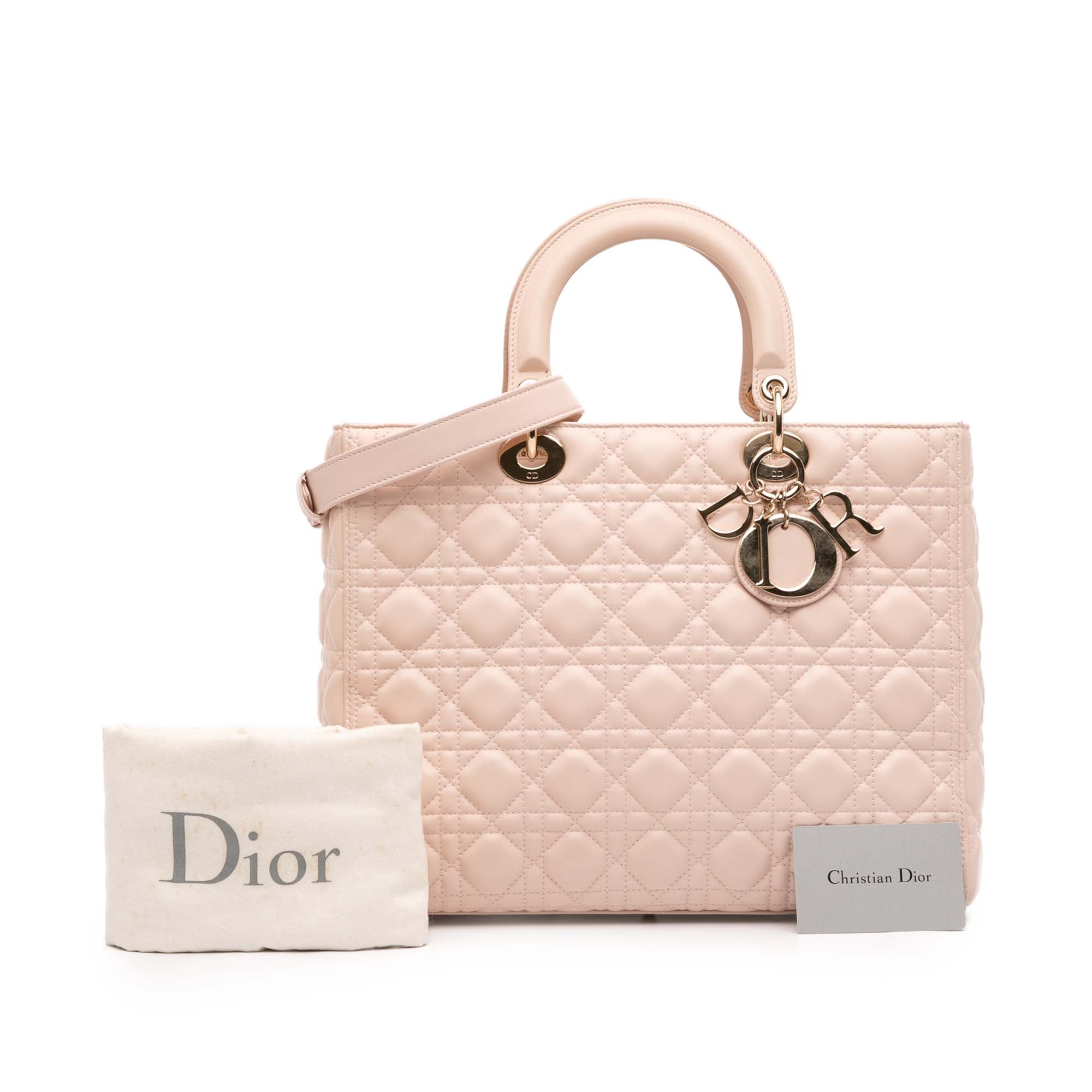 Large Lambskin Cannage Lady Dior - Image 12