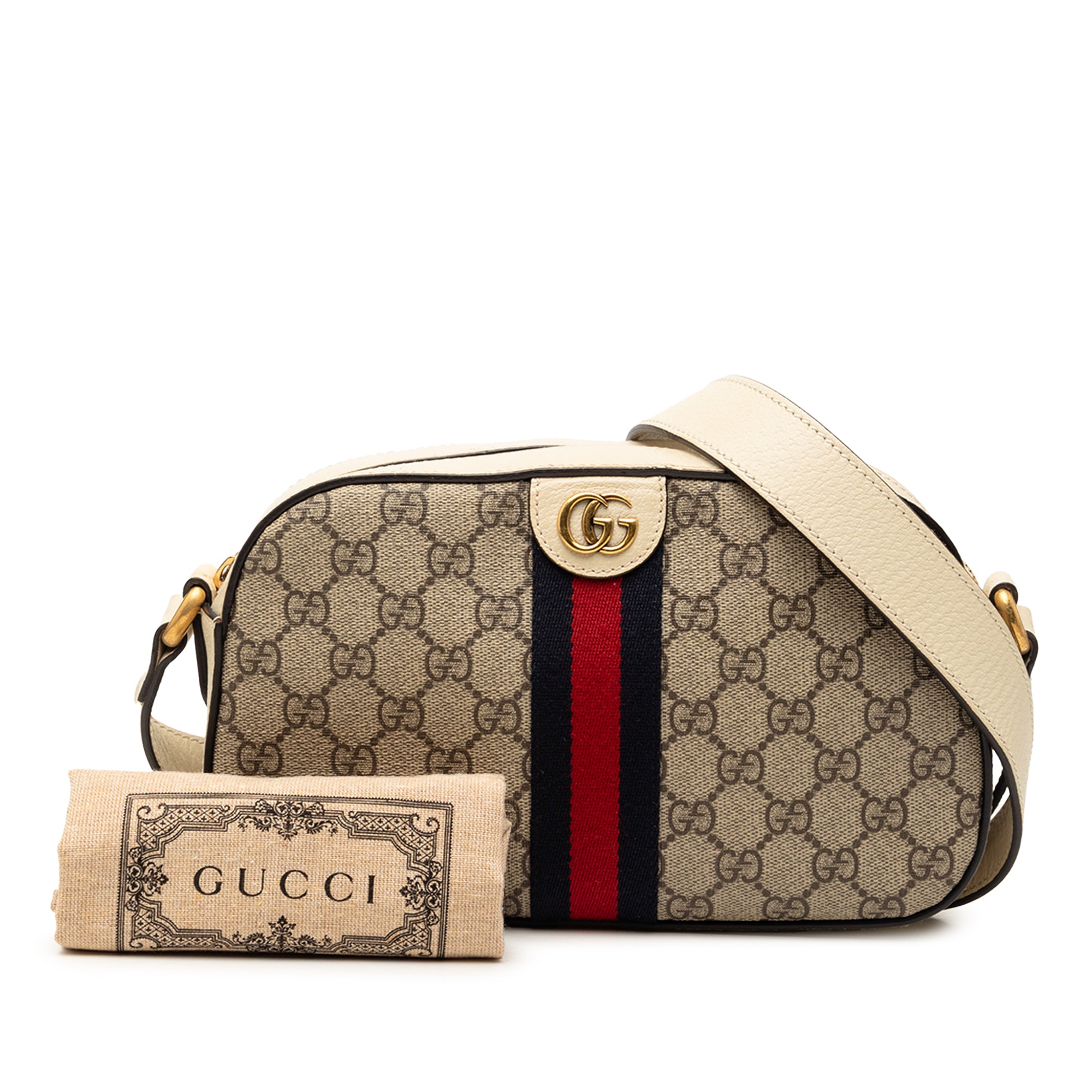 Small GG Supreme Textured Calfskin Web Ophidia Camera Bag - Image 8