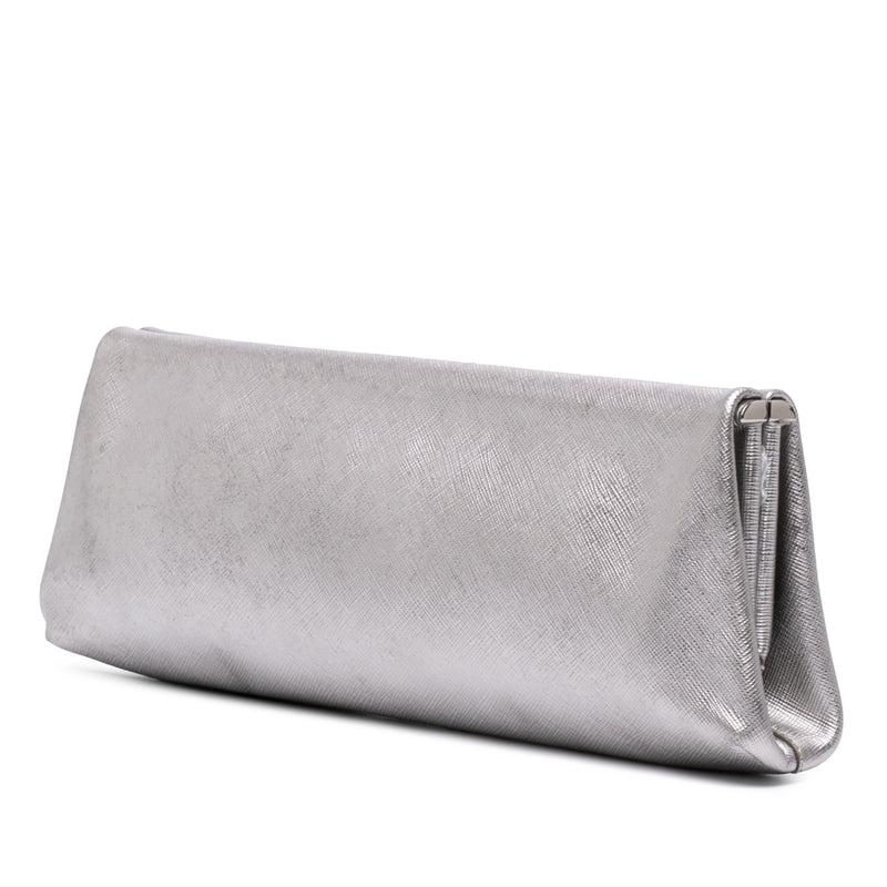 Metallic Saffiano Frame Clutch - Image 2