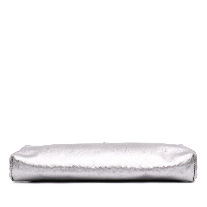 Metallic Saffiano Frame Clutch - Image 3