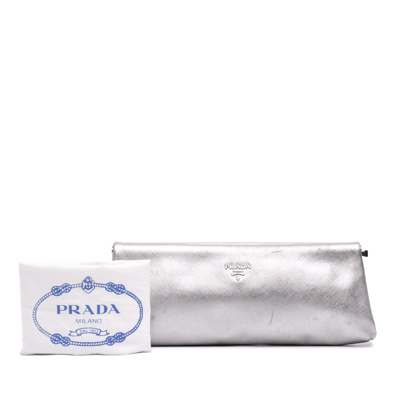 Metallic Saffiano Frame Clutch - Image 7