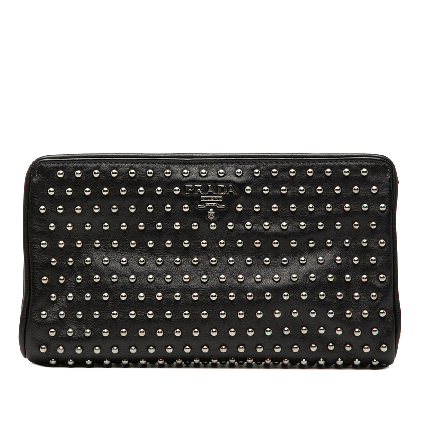 Studded Leather Clasp Clutch - Image 1
