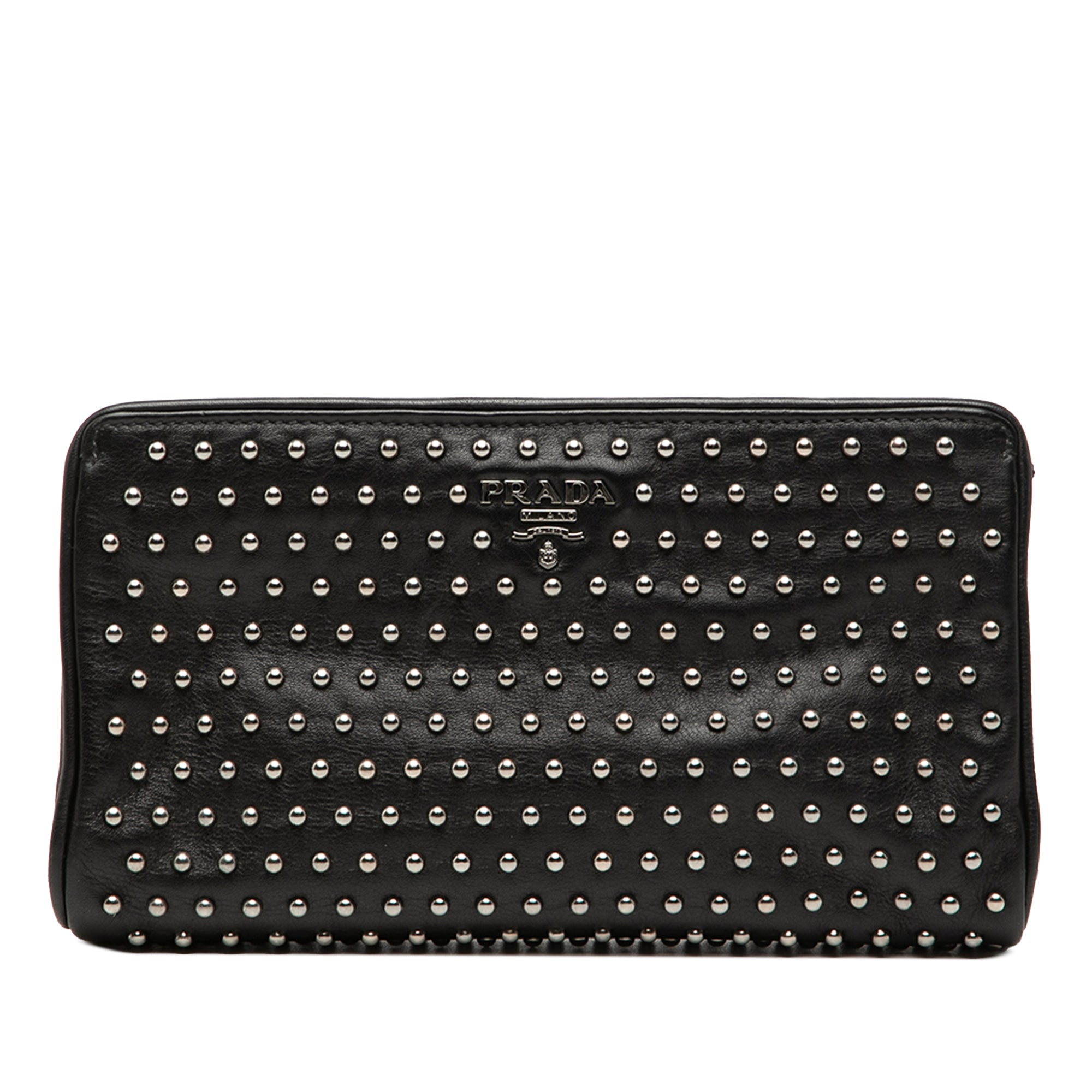 Studded Leather Clasp Clutch - Image 1