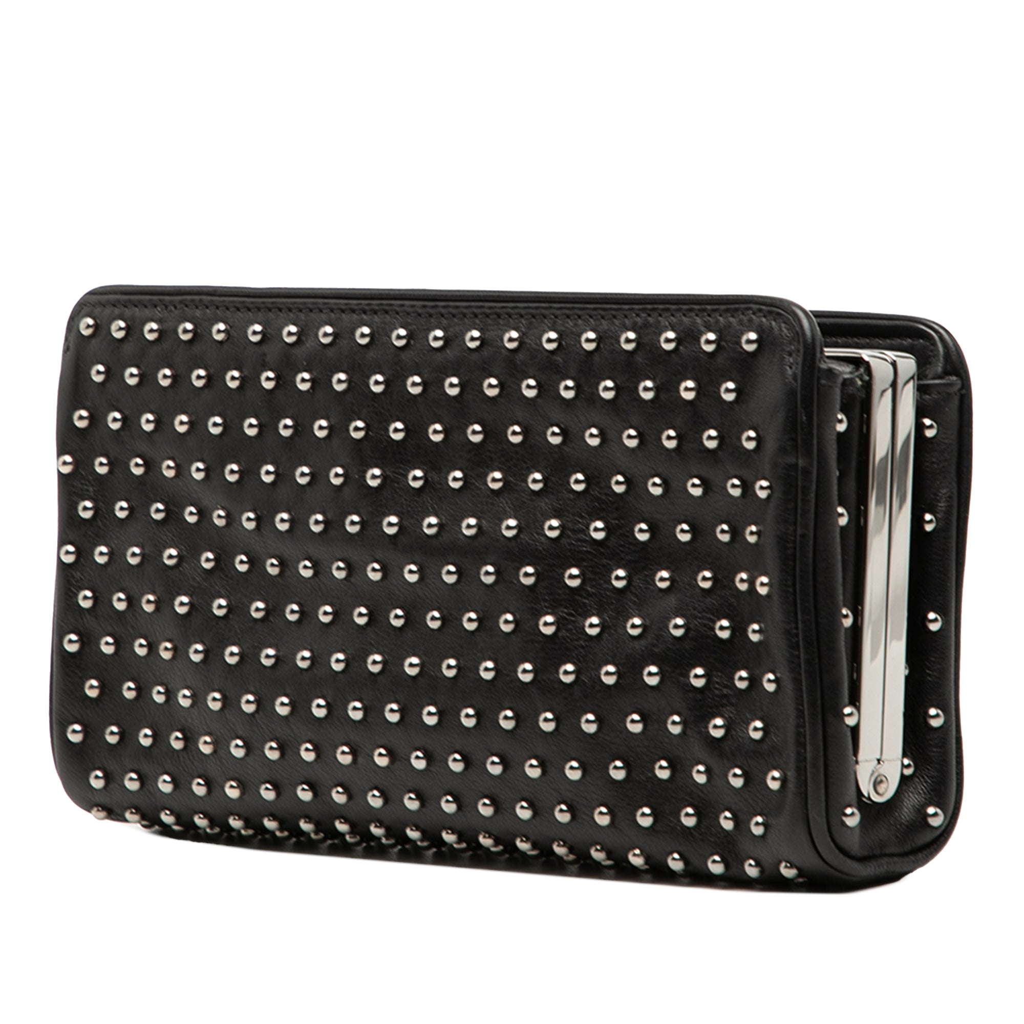 Studded Leather Clasp Clutch - Image 2