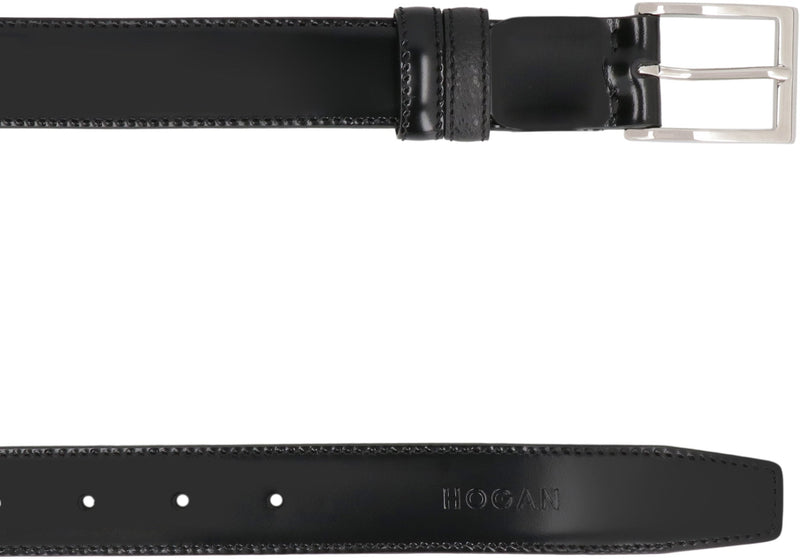 Hogan Reversible Calf Leather Belt — Black