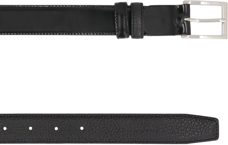 Hogan Reversible Calf Leather Belt — Black