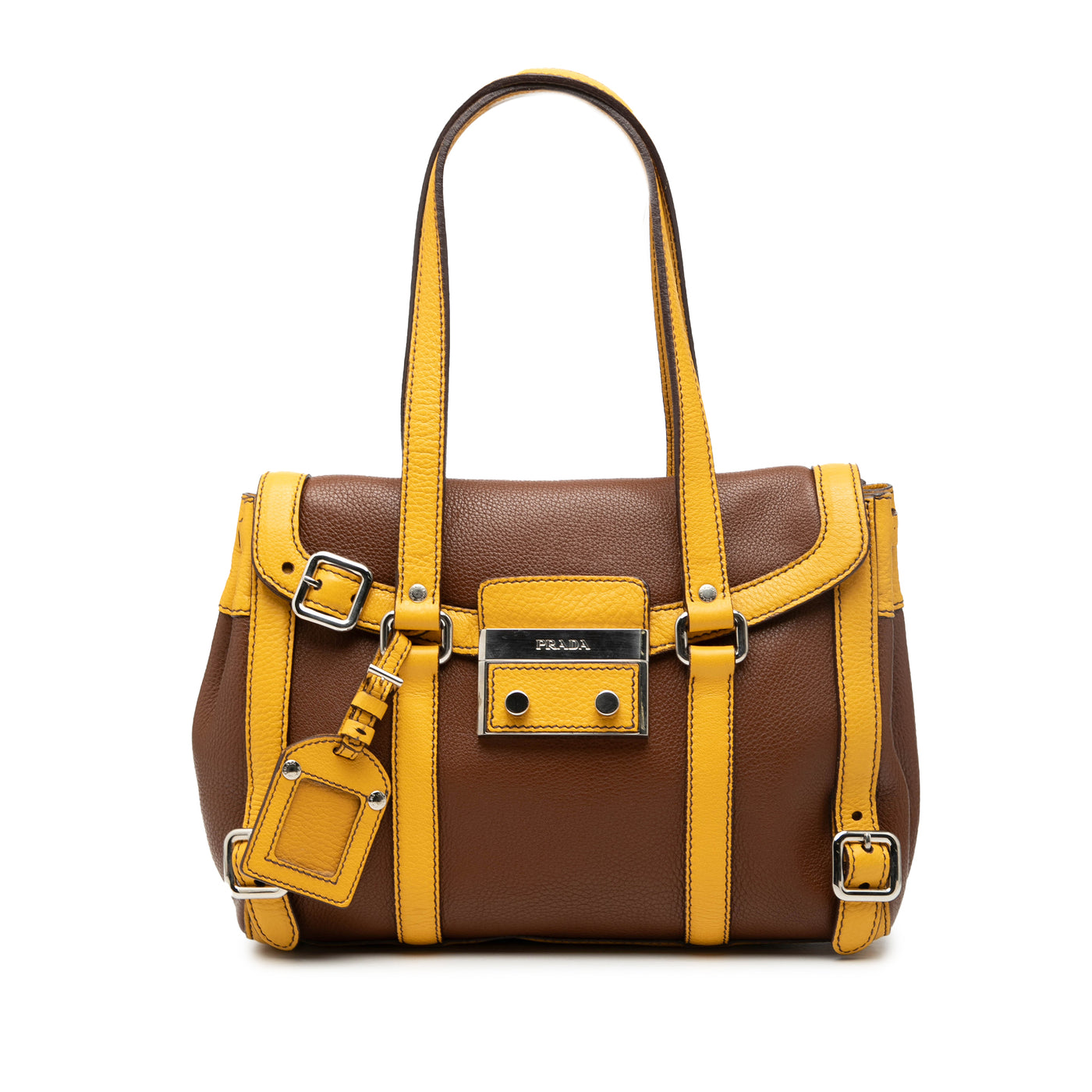 Bicolor Vitello Daino Pushlock Flap Bag - Image 1