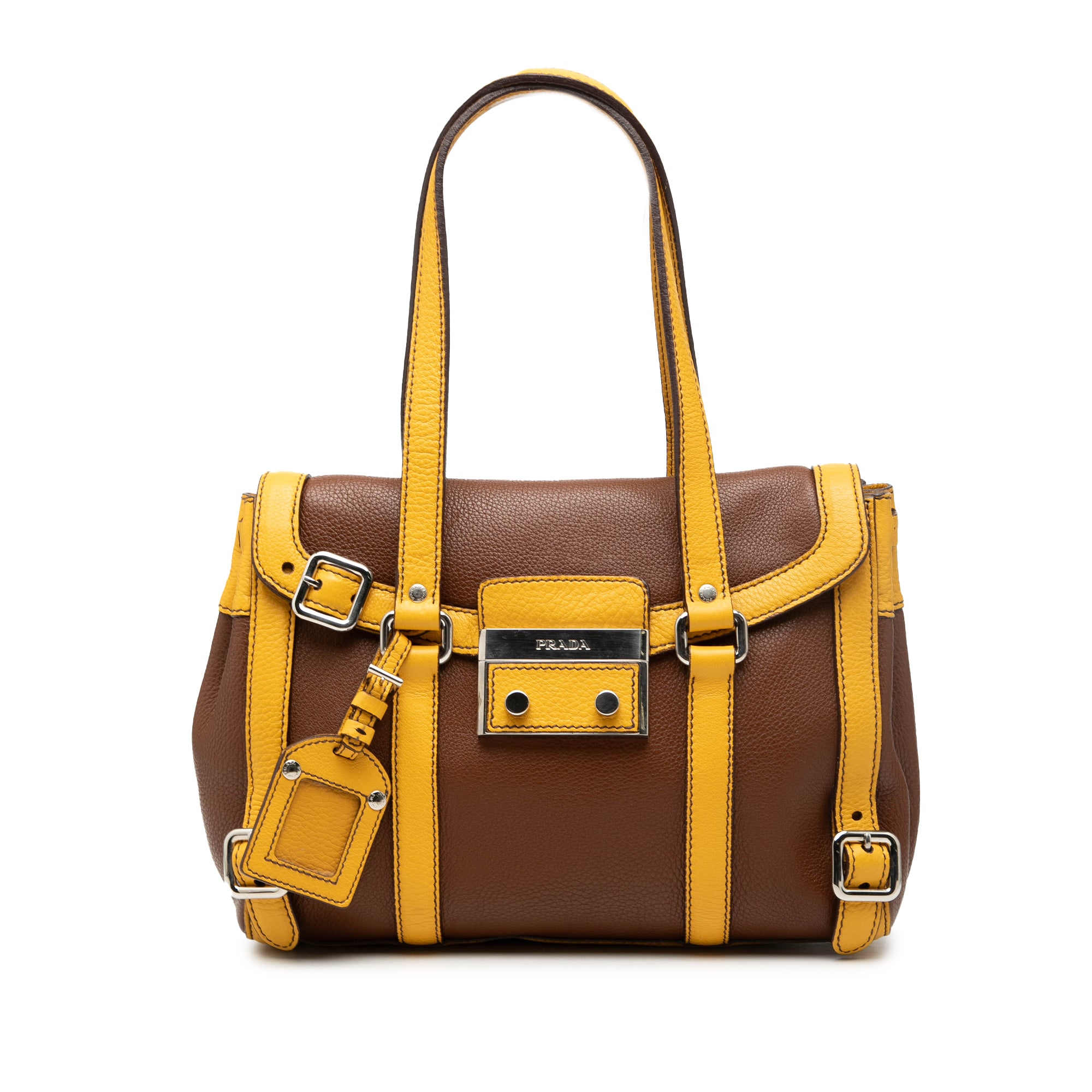Bicolor Vitello Daino Pushlock Flap Bag - Image 1