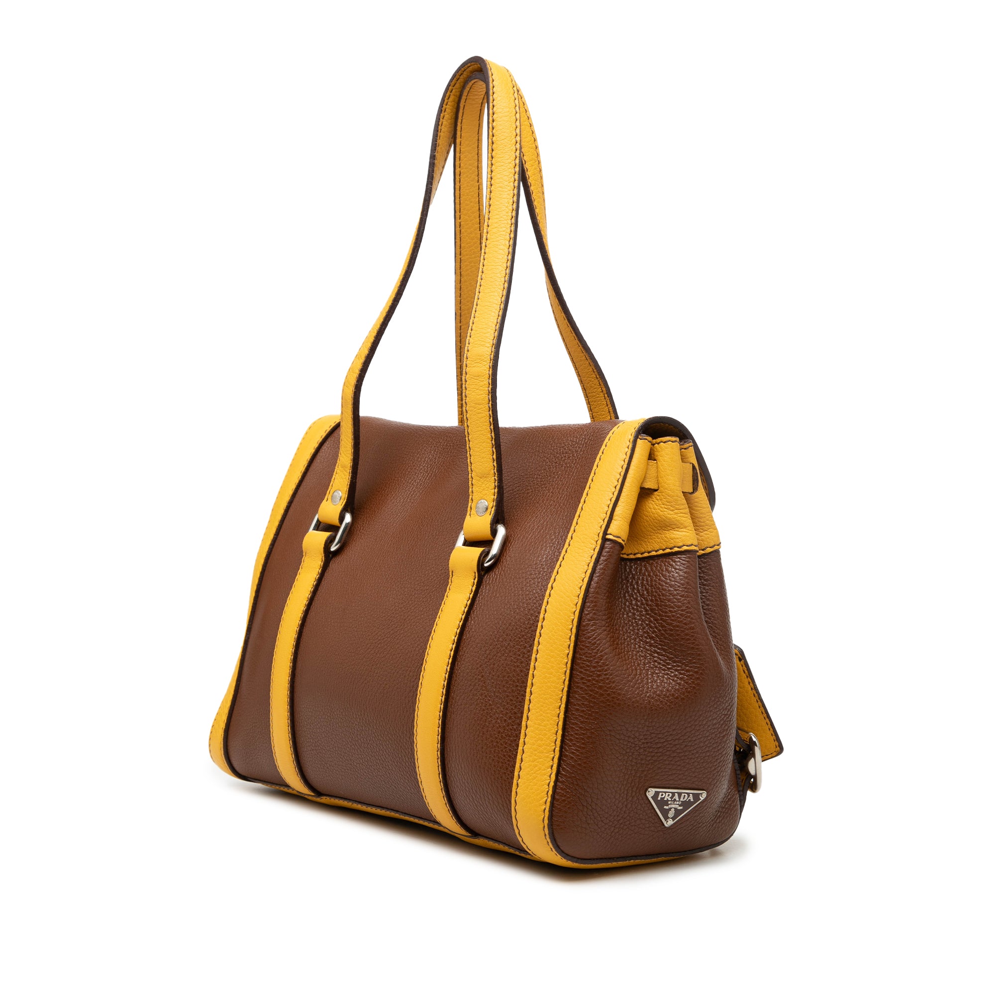 Bicolor Vitello Daino Pushlock Flap Bag - Image 2