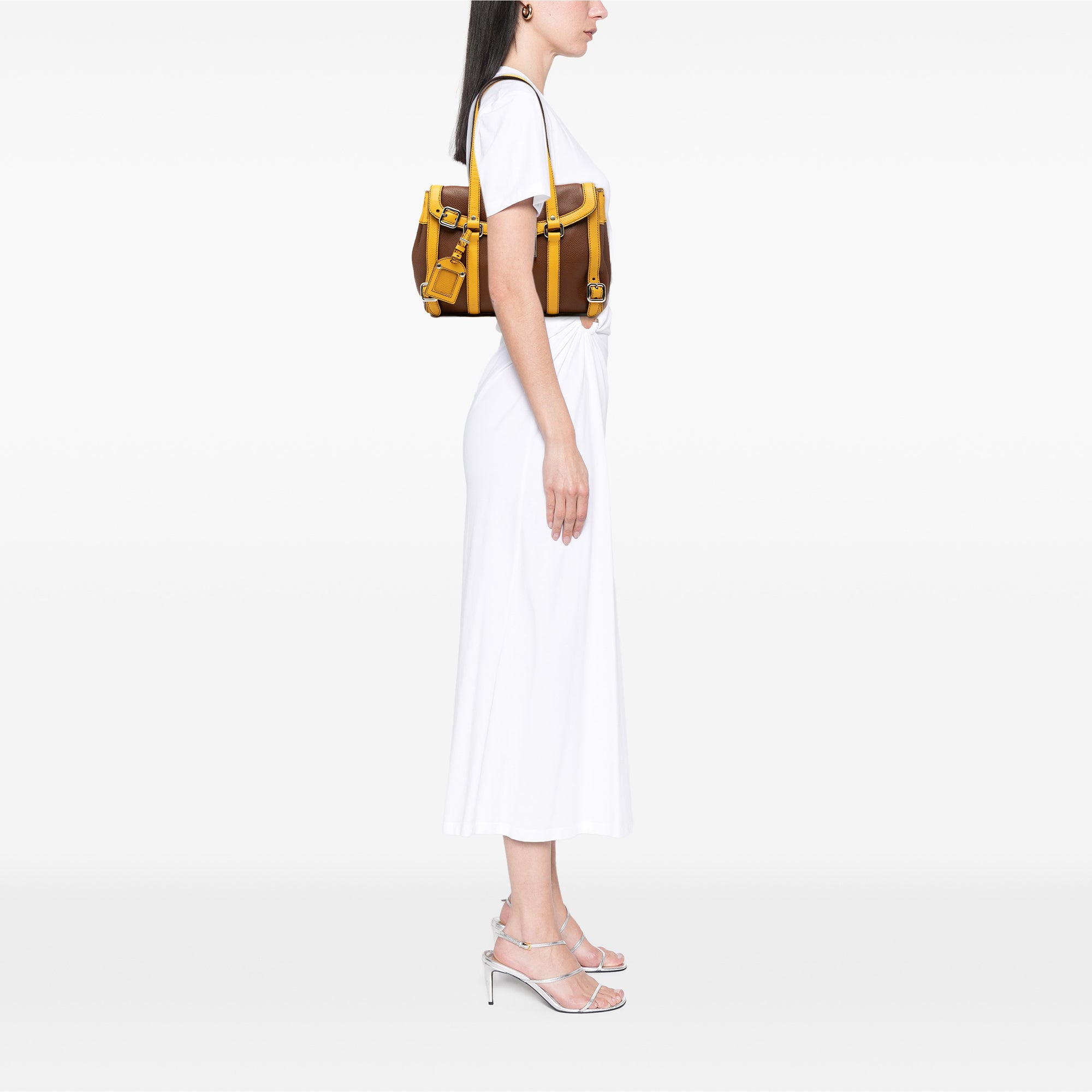 Bicolor Vitello Daino Pushlock Flap Bag - Image 8