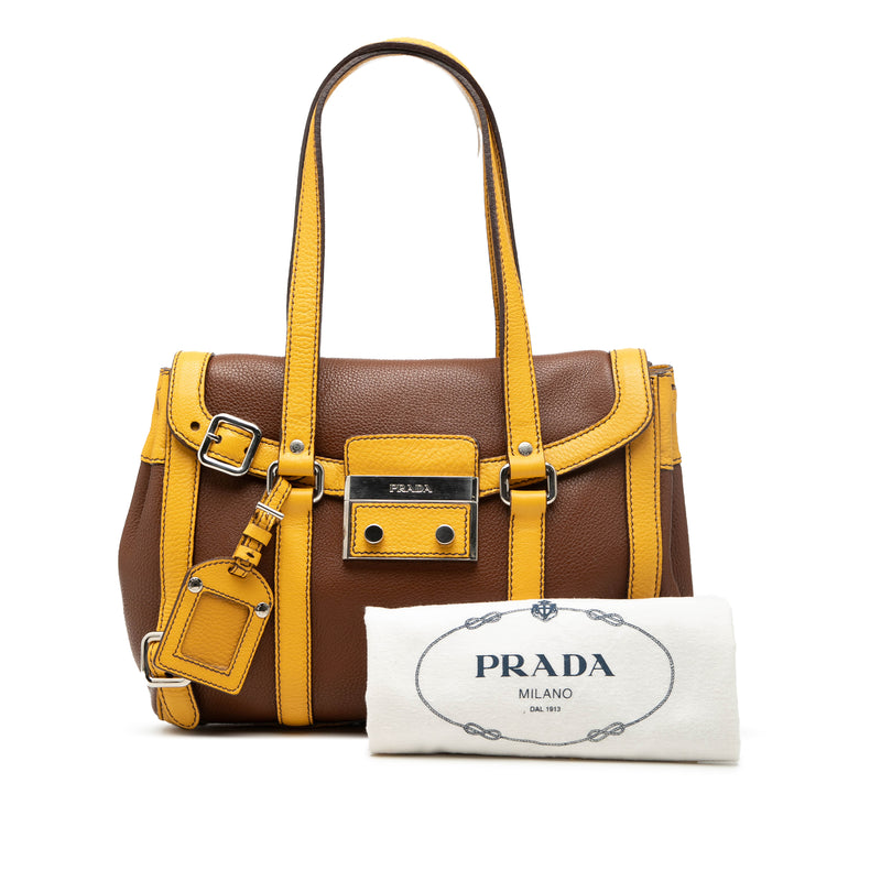 Bicolor Vitello Daino Pushlock Flap Bag - Image 9
