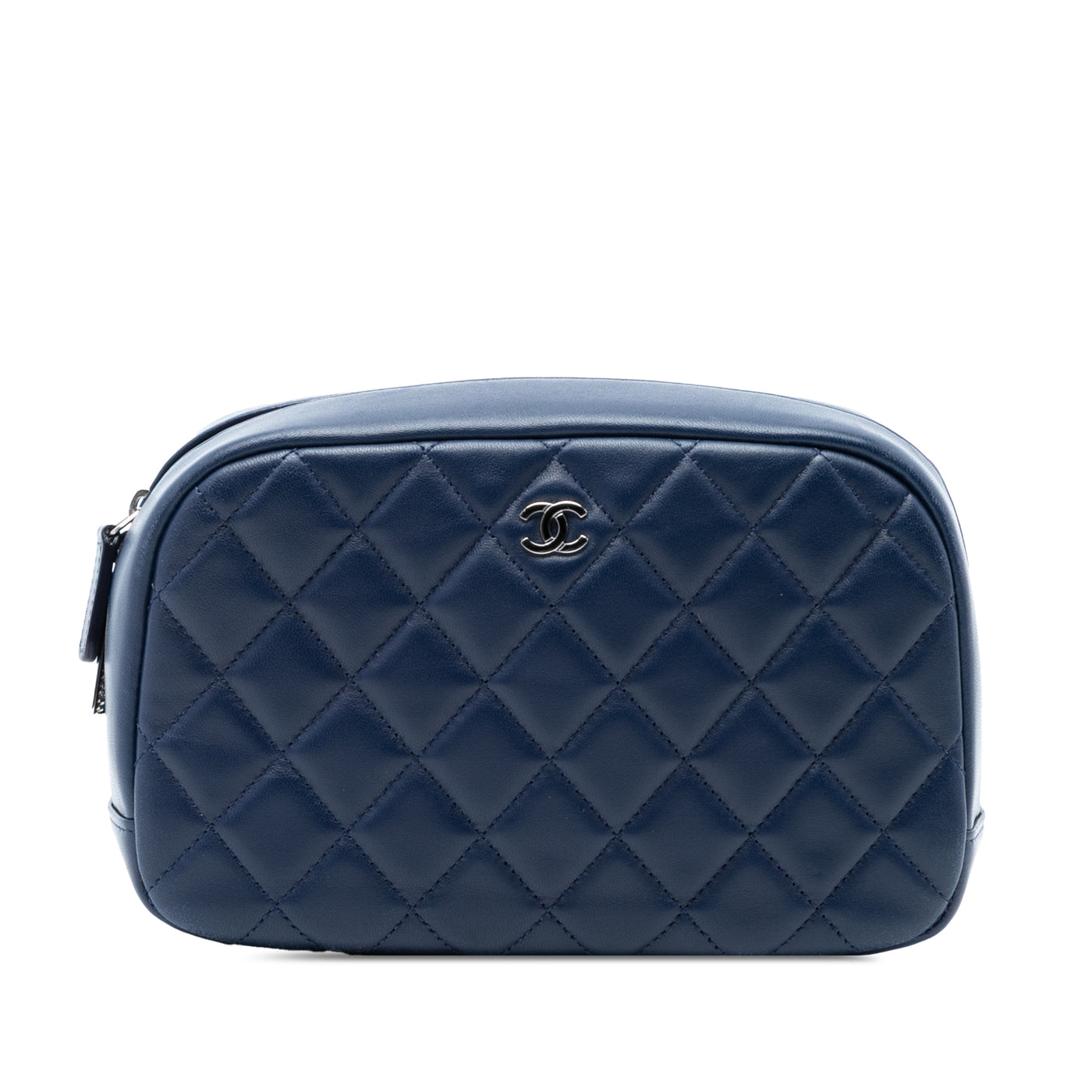 Large Quilted Lambskin Curvy Cosmetic Pouch - Image 1